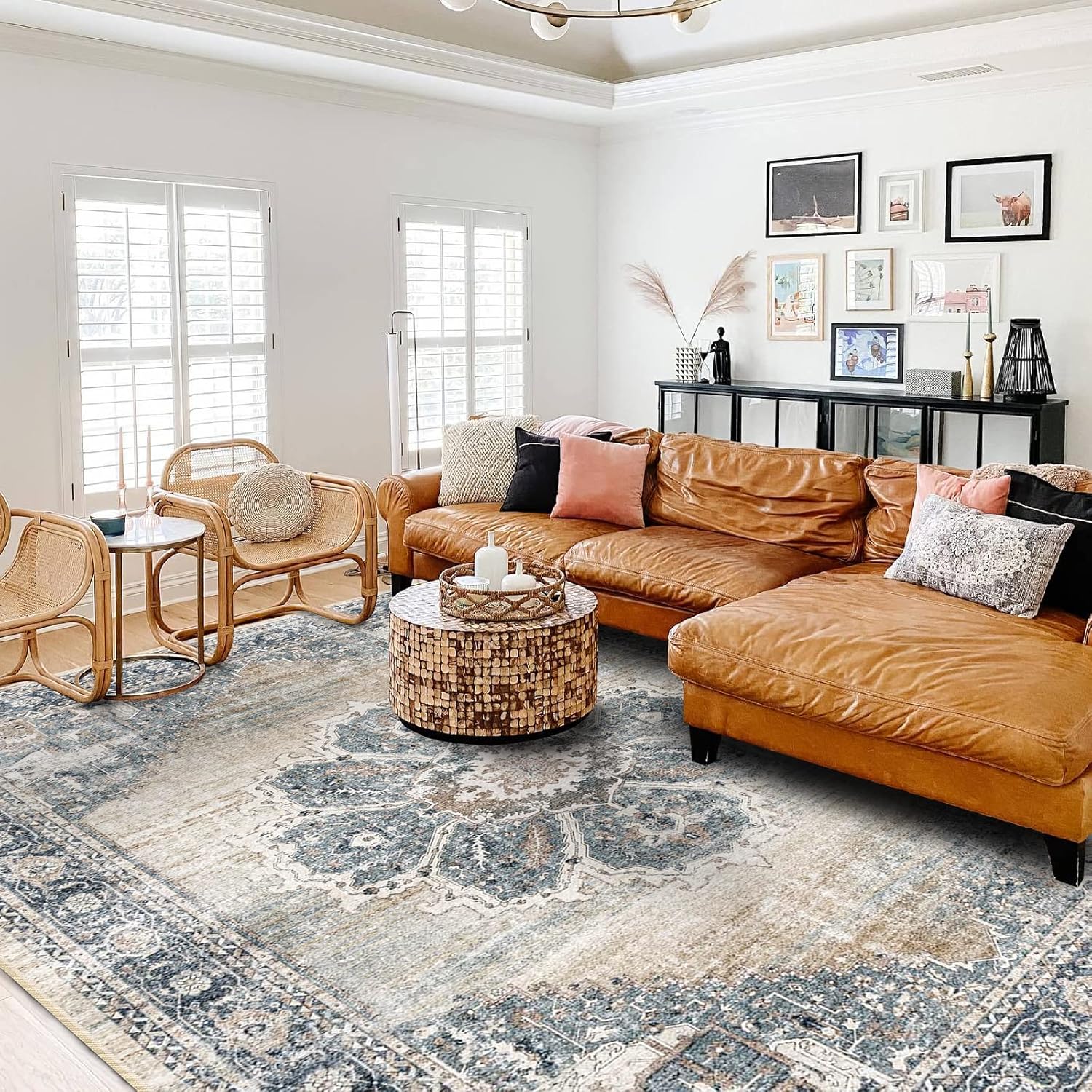 YOUFORTONG 9x12 Washable Non-Slip Boho Area Rug for Home