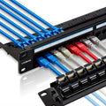 24 Port RJ45 Patch Panel Cat6 Feed Through Patch Panel - Easy Install