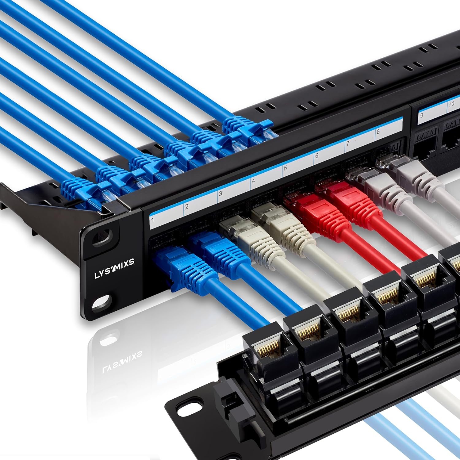 24 Port RJ45 Patch Panel Cat6 Feed Through for Easy Networking