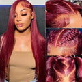 99j Burgundy Lace Front Wig 13x6 HD 180% Density - Natural Look