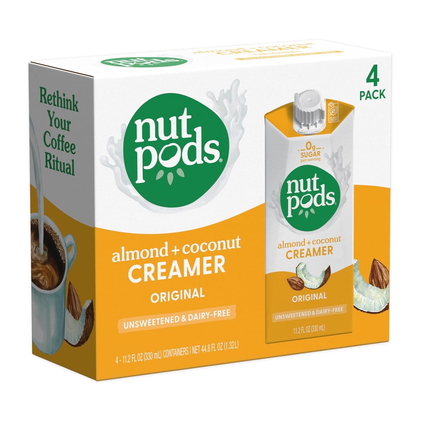 nutpods Almond Coconut Coffee Creamer - Keto & Vegan - 4-Pack