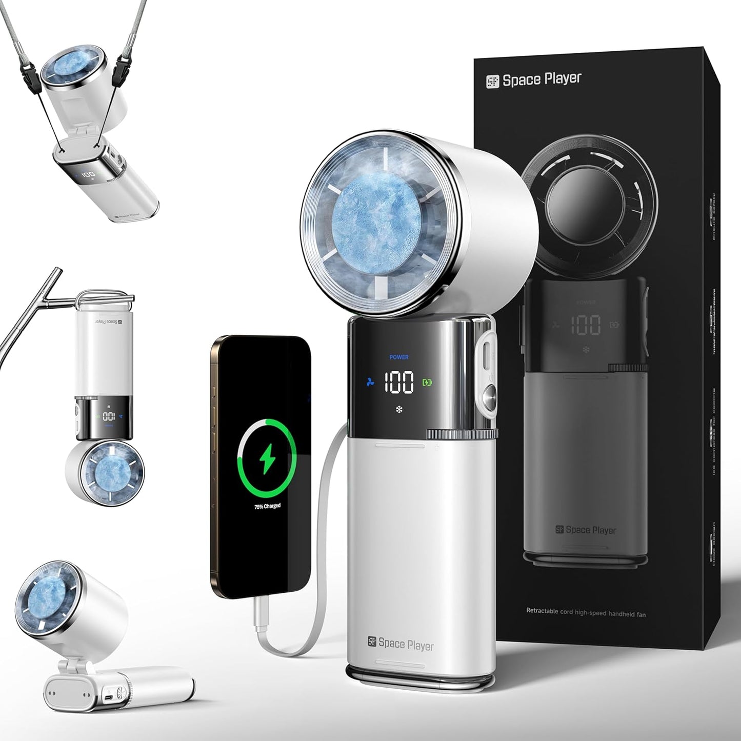 Portable Handheld Turbo Fan with Ice Cooling for Travel