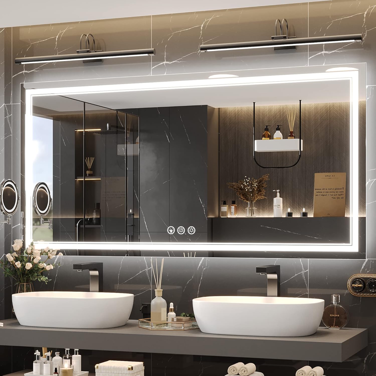 72x36 Inch LED Bathroom Mirror with Anti-Fog and Dimmable Lights