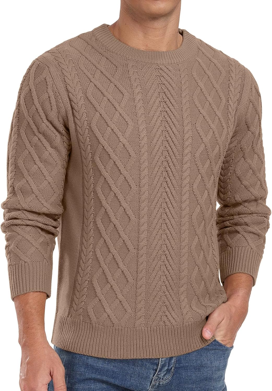 Askdeer Men's Pullover Sweater - Classic Fisherman Knit Style