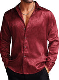Mens Silk Satin Jacquard Dress Shirt - Eye-Catching Floral Style