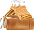 Quality Wooden Hangers Slightly Curved 30-Pack - Solid Wood Closet