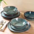 AmorArc Ceramic Dinnerware Set 12pc - Handmade Reactive Glaze