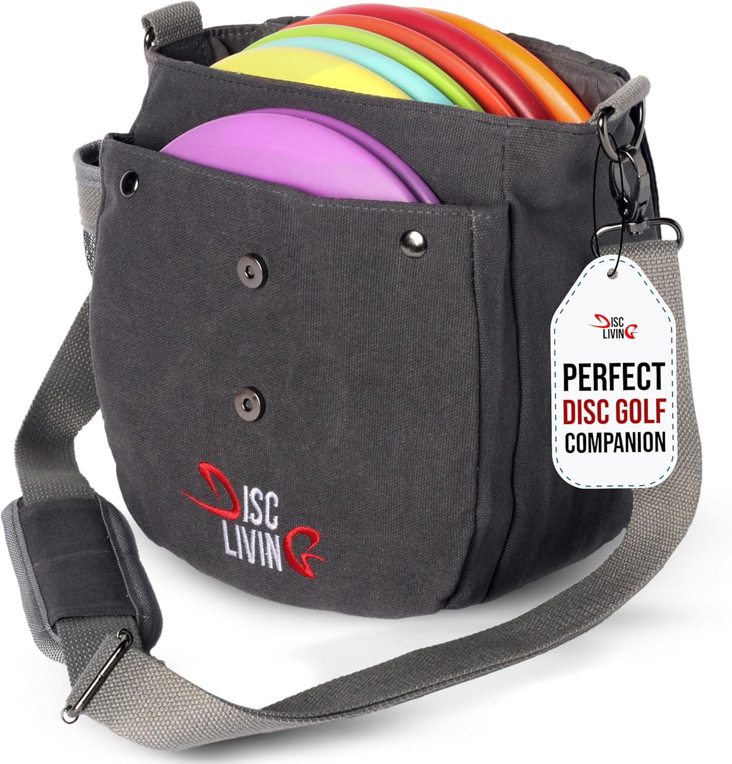 Portable Disc Golf Bag | Lightweight | Holds 10 Discs | Waxed Canvas | Disc Living