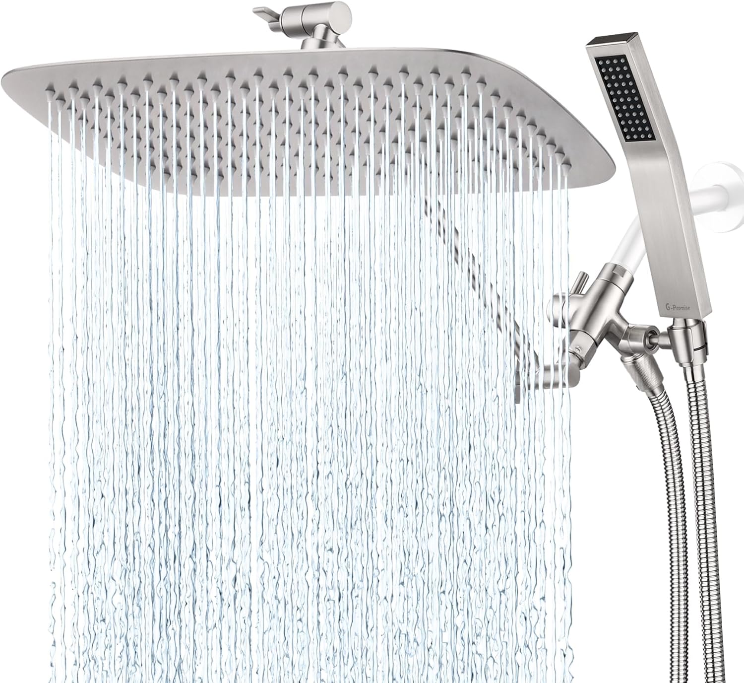 G-Promise 14 Inch Dual Square Shower Head with Handheld Spray Combo