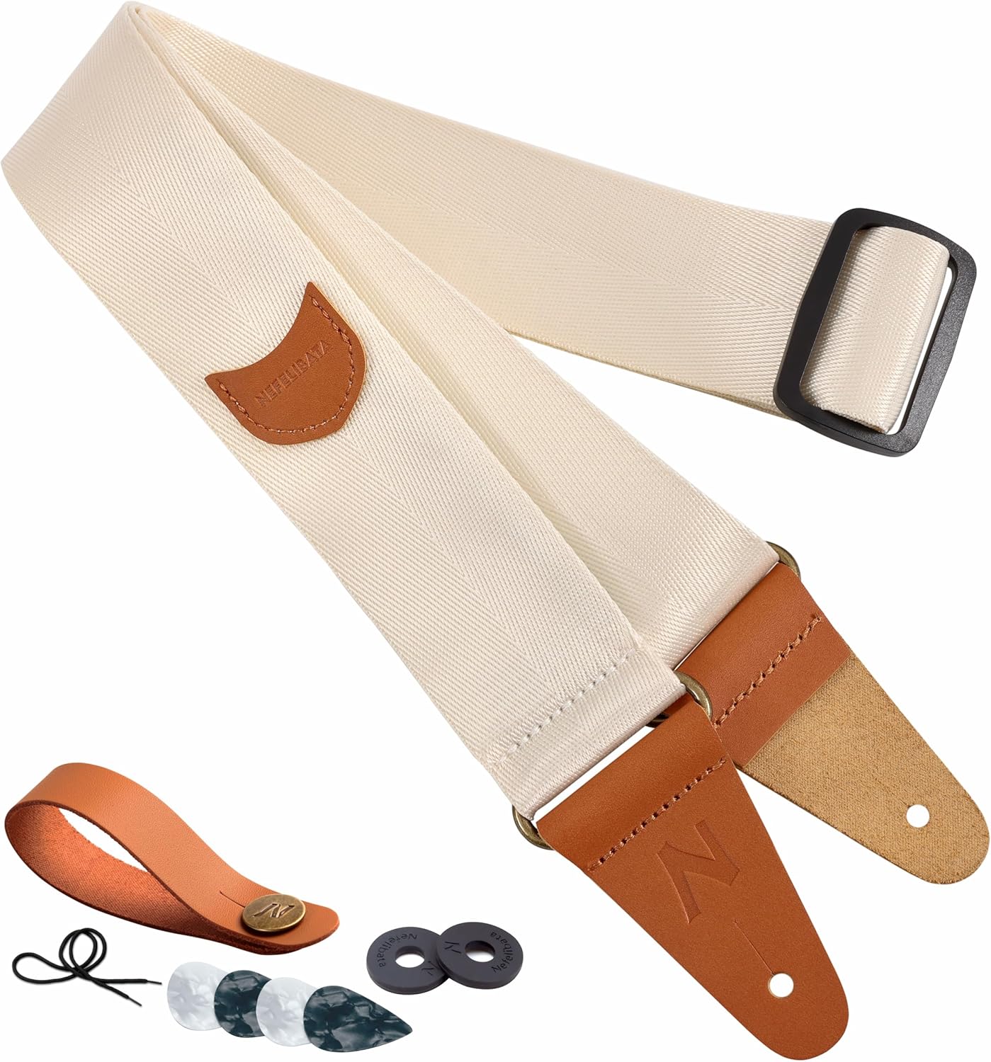 Nylon Vintage Guitar Strap Set with Pick Pocket