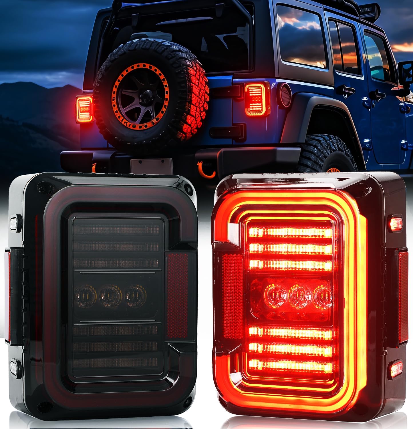 AUDEXEN LED Tail Lights for Jeep Wrangler JK JKU 2007-2018