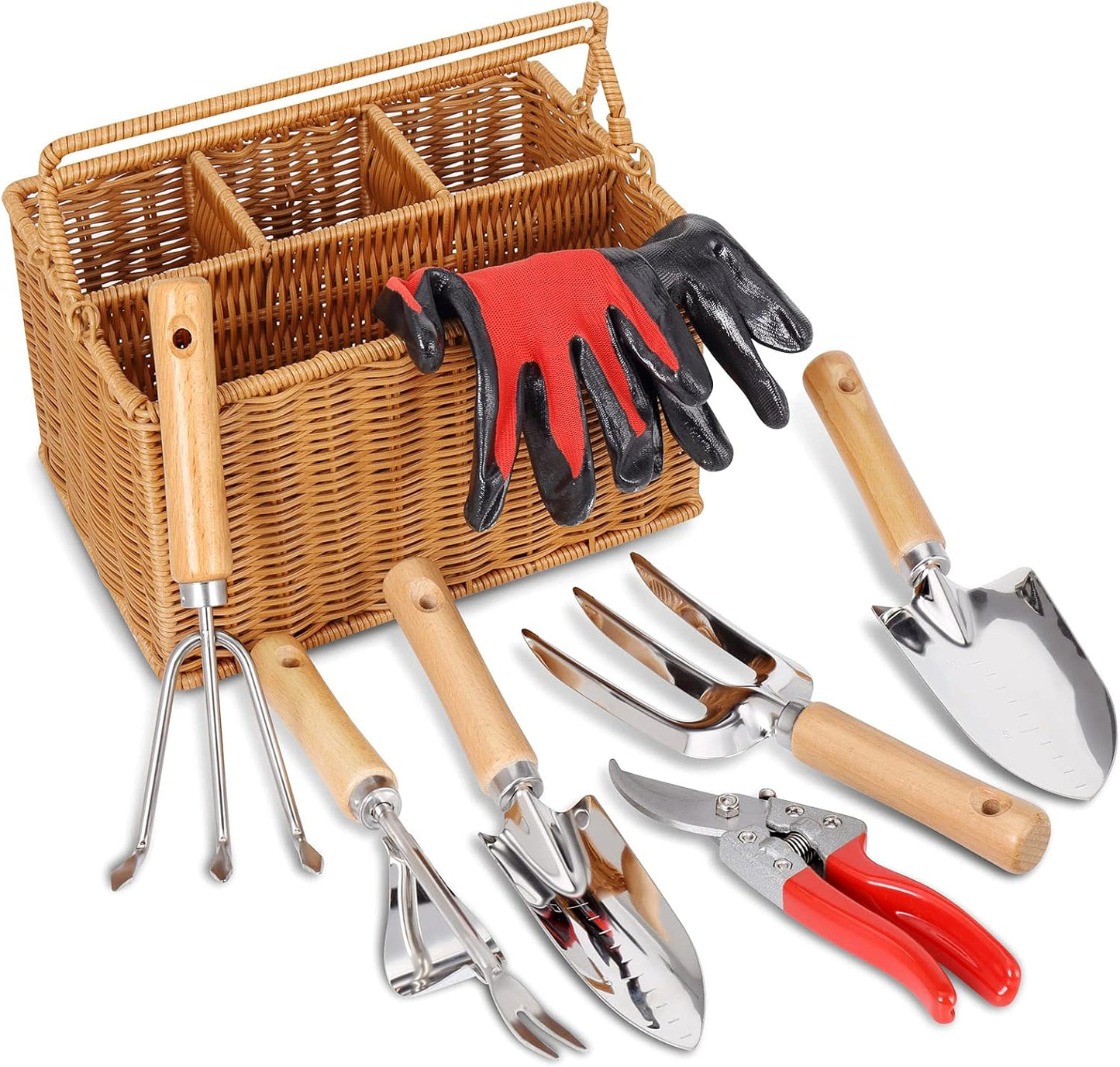 SOLIGT Garden Tools Set with Basket for Passionate Gardeners