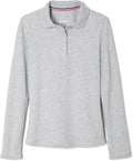 French Toast Girls' Uniform Long Sleeve Polo with Picot Collar - Slim