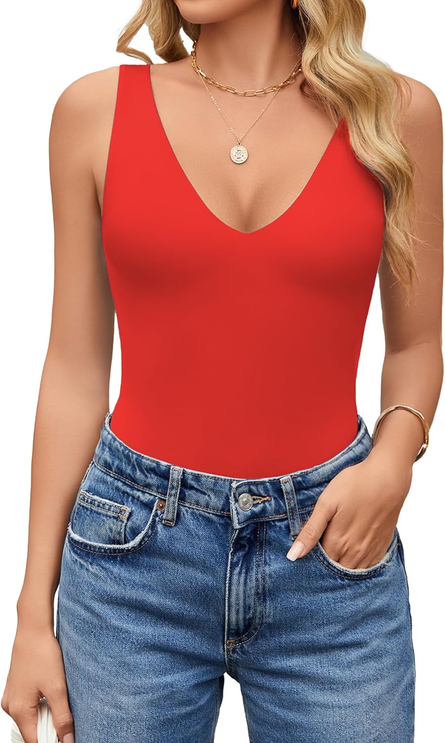 Avidlove Women's Sexy Plunge Deep V Neck Bodysuit for Outings