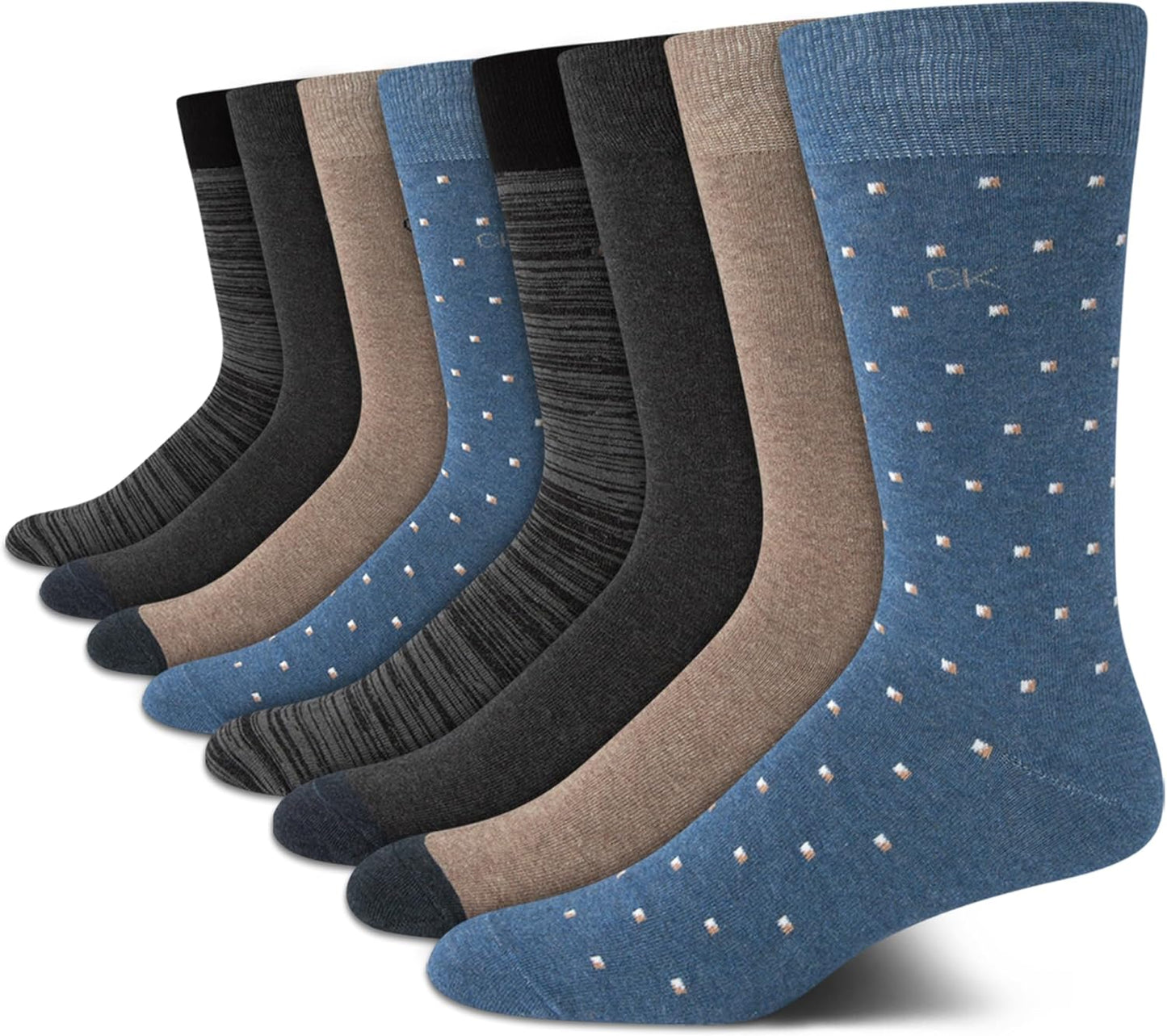 Calvin Klein Mens Dress Socks - Soft Cotton Blend Crew Socks