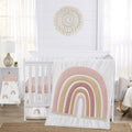 Boho Rainbow Baby Girl Crib Bedding Set - Soft Blush Nursery