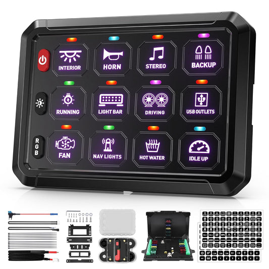 BUMBEE RGB 12 Gang Switch Panel with 3 Silicone Buttons for Control