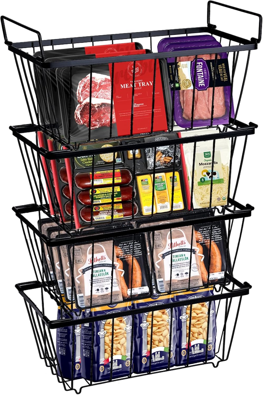 Freezer Organizer Bins for Chest Freezer - 4 Pack Storage Baskets