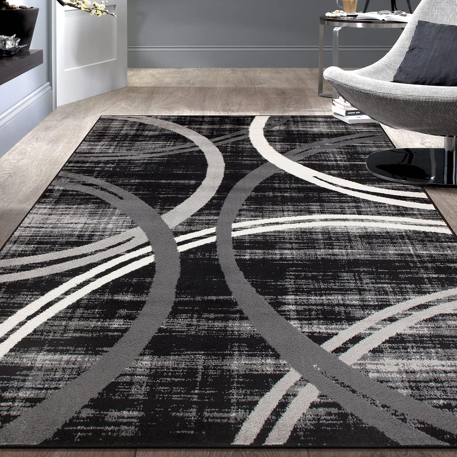 Rugshop Modern Wavy Circles Design Area Rug for Home Spaces