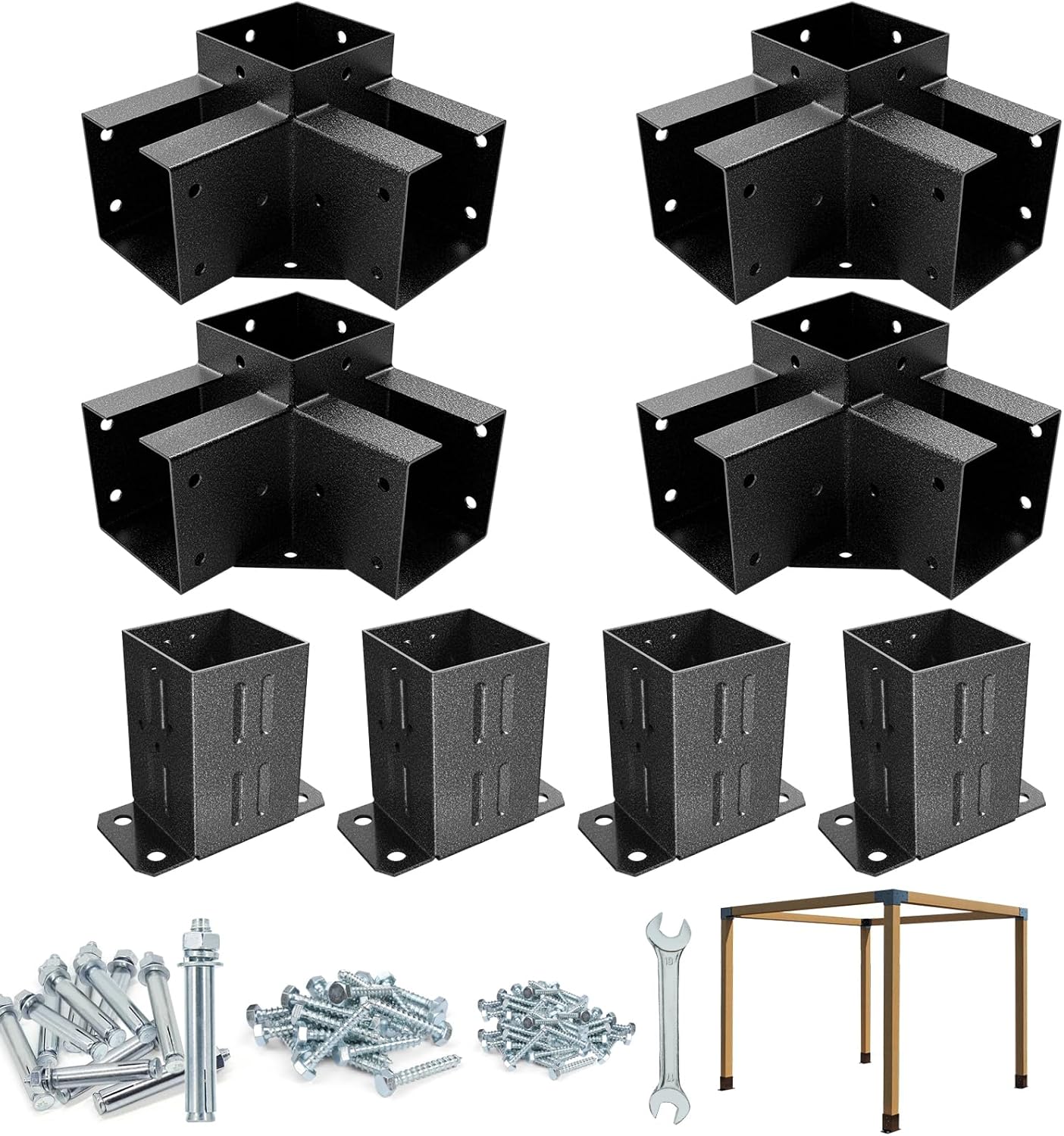 Eapele Pergola Kit with 3-Way 90 Angle Bracket for 4x4 Posts