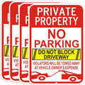 4Pack Large No Parking Sign 18in x 12in - Durable Reflective Set