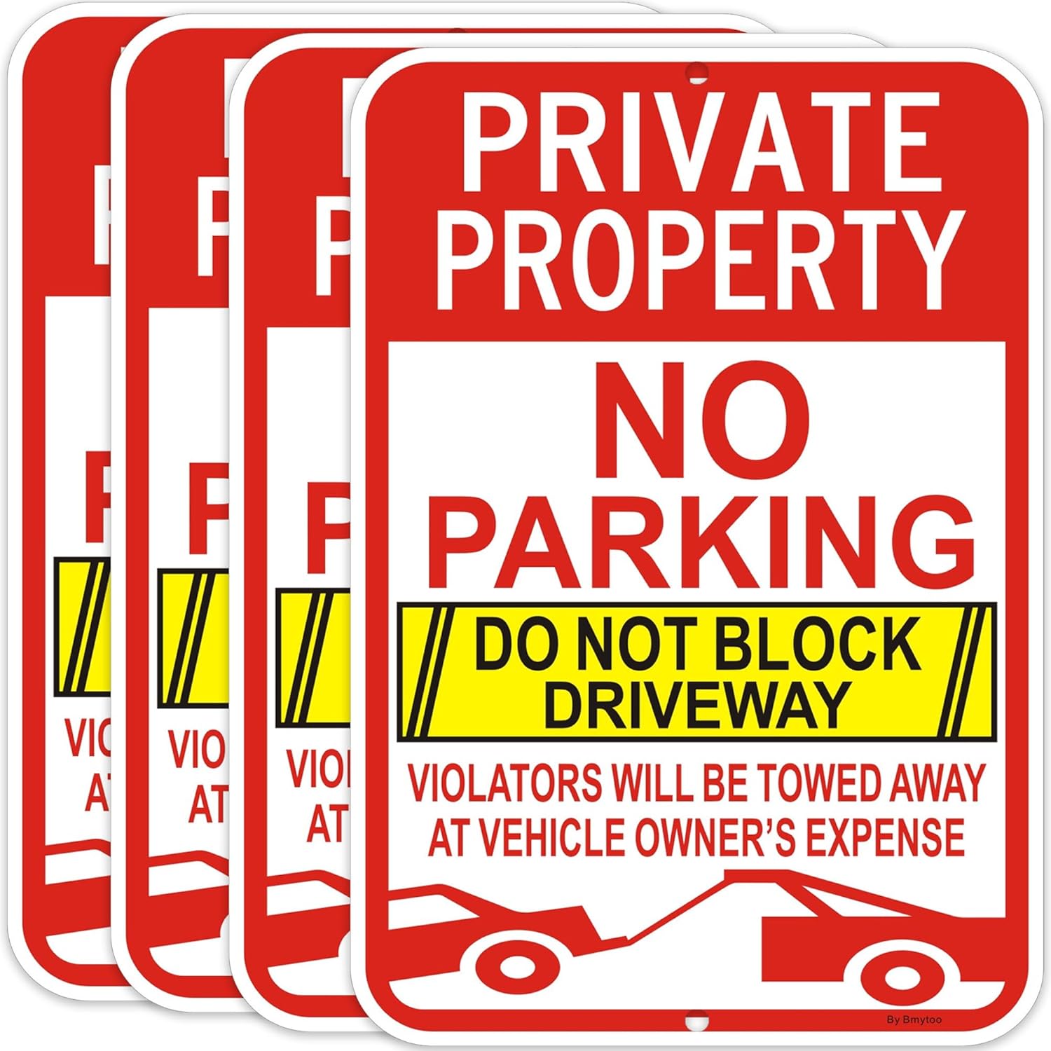 4Pack Large No Parking Sign for Private Property Protection
