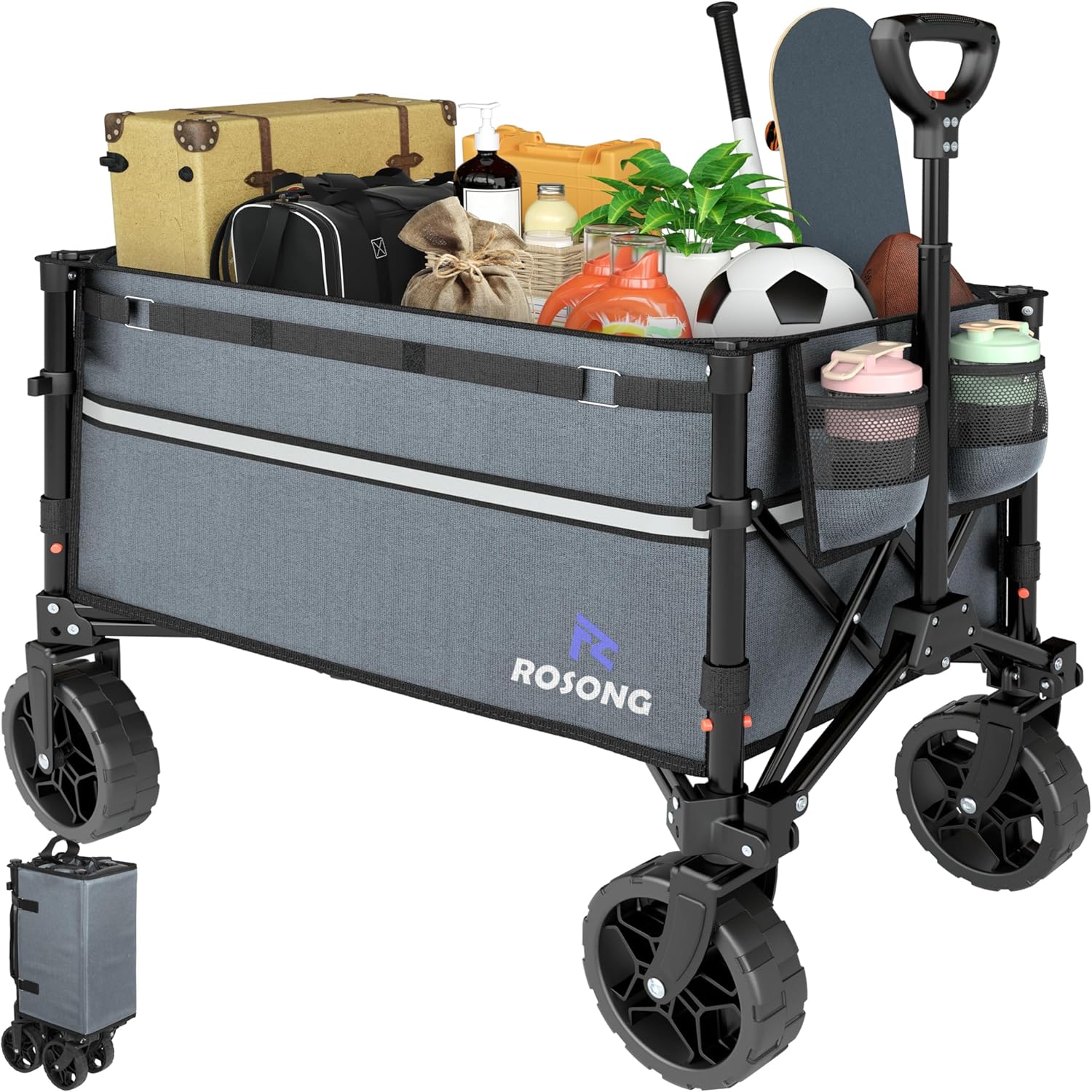 Collapsible Wagon Cart with Wheels for Grocery and Camping