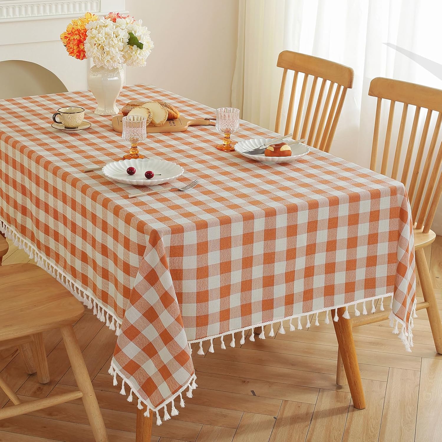 JIALE Fall Gingham Tablecloth for Elegant Dining Decor