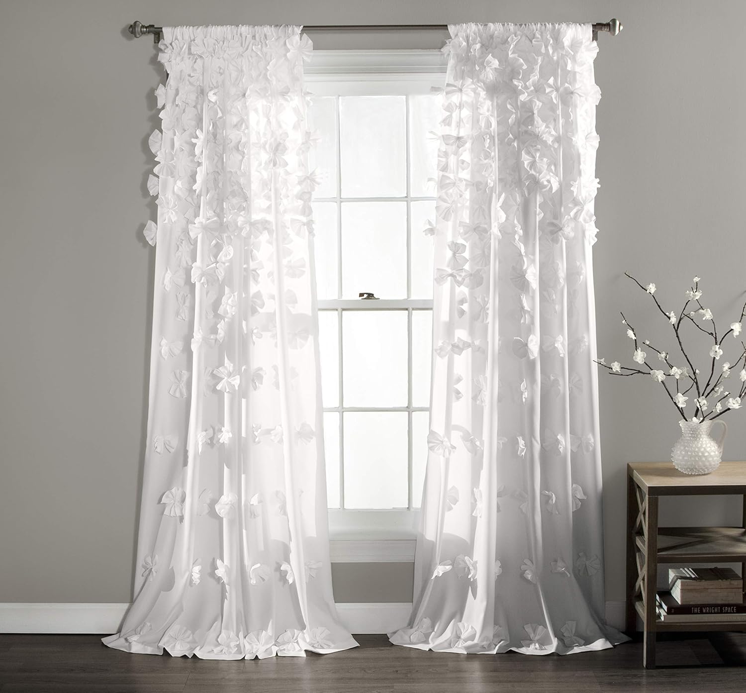 Riley Light Filtering Window Curtain Panel - Cute Bow Decor