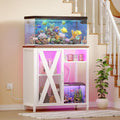 20-29 Gallon White Aquarium Stand with LED Lights - Cabinet Base