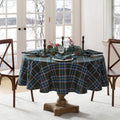 Stowe Tartan Holiday Plaid Cotton Oval Tablecloth, 60x84 in - Festive