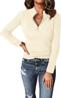 PRETTYGARDEN Fall Quarter Zip Pullover Sweater for Women - Fitted 2025