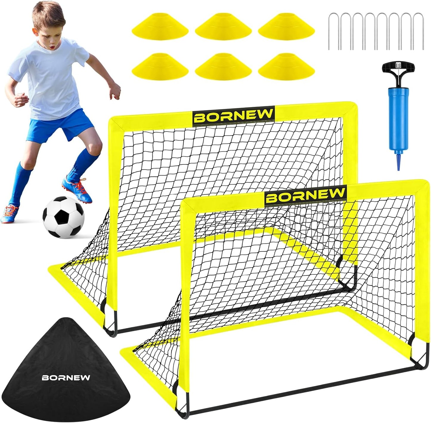 Kids Soccer Goal for Backyard - Portable Training Set for Ages 3-16
