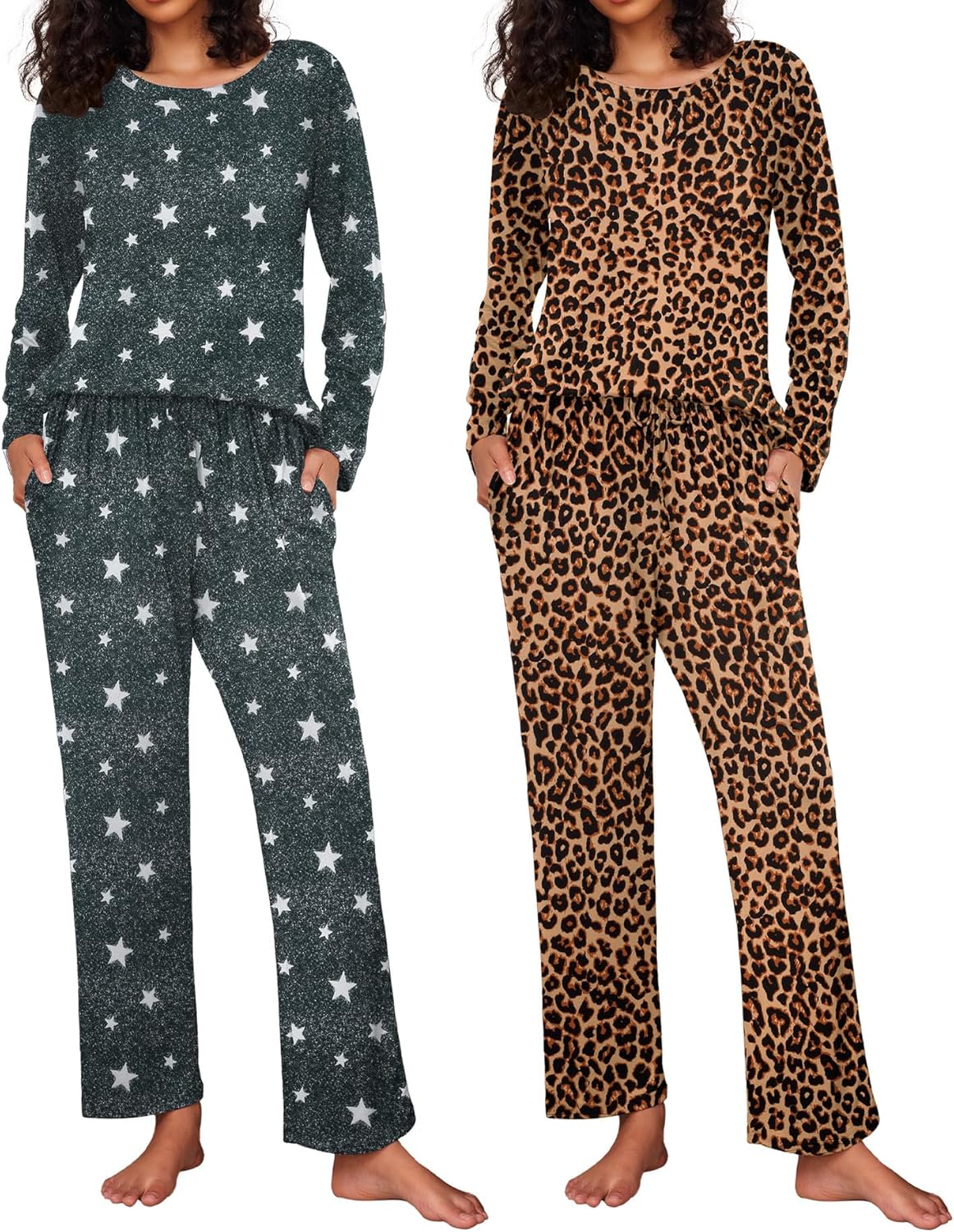 Ekouaer Women's Pajama Set Soft Long Sleeve Sleepwear Loungewear
