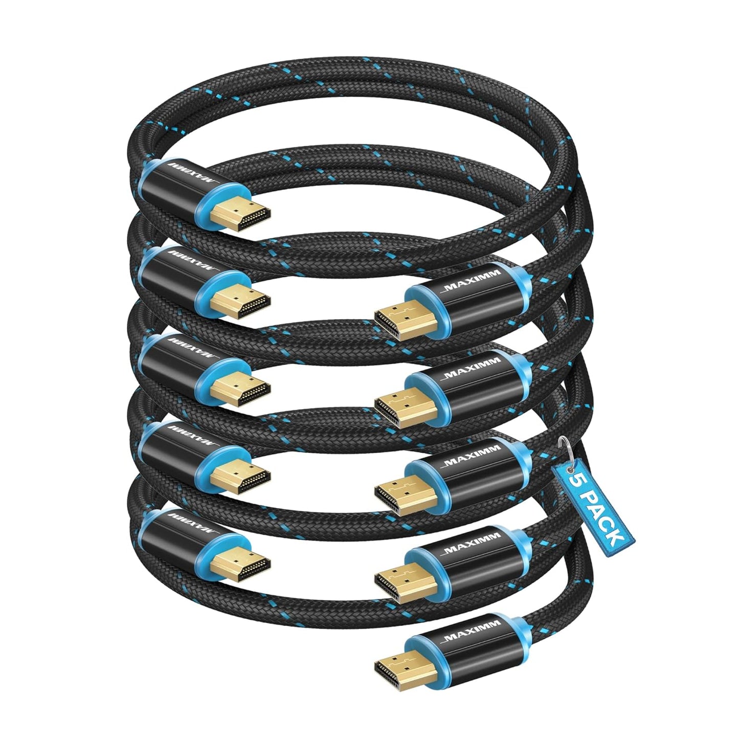 Maximm 4K HDMI Cables 5-Pack - High Speed Ultra HD 2160p