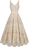 Long Floral Embroidery Tulle Maxi Dress for Women - Elegant Evening