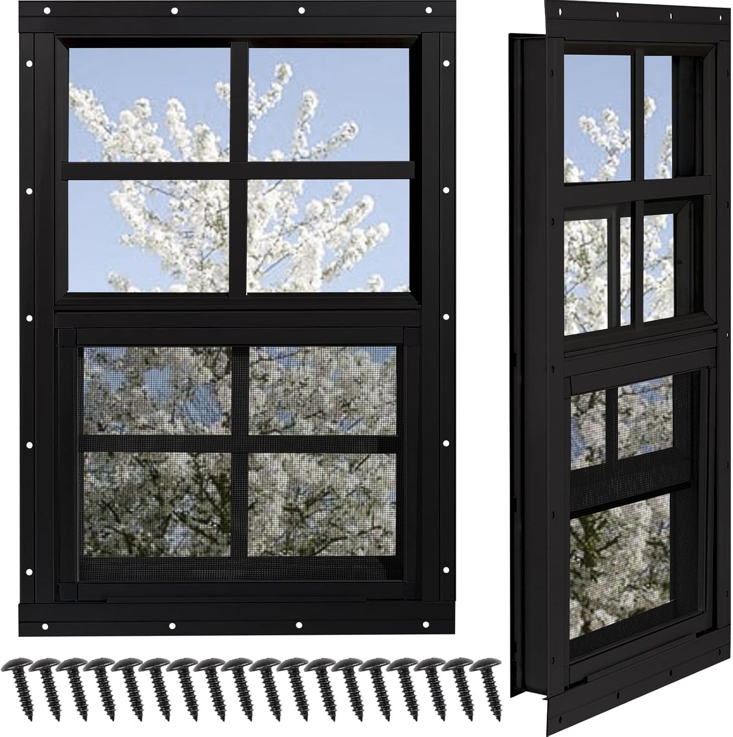 Durable Shed Windows 2 Pack with Tempered Glass for Sheds