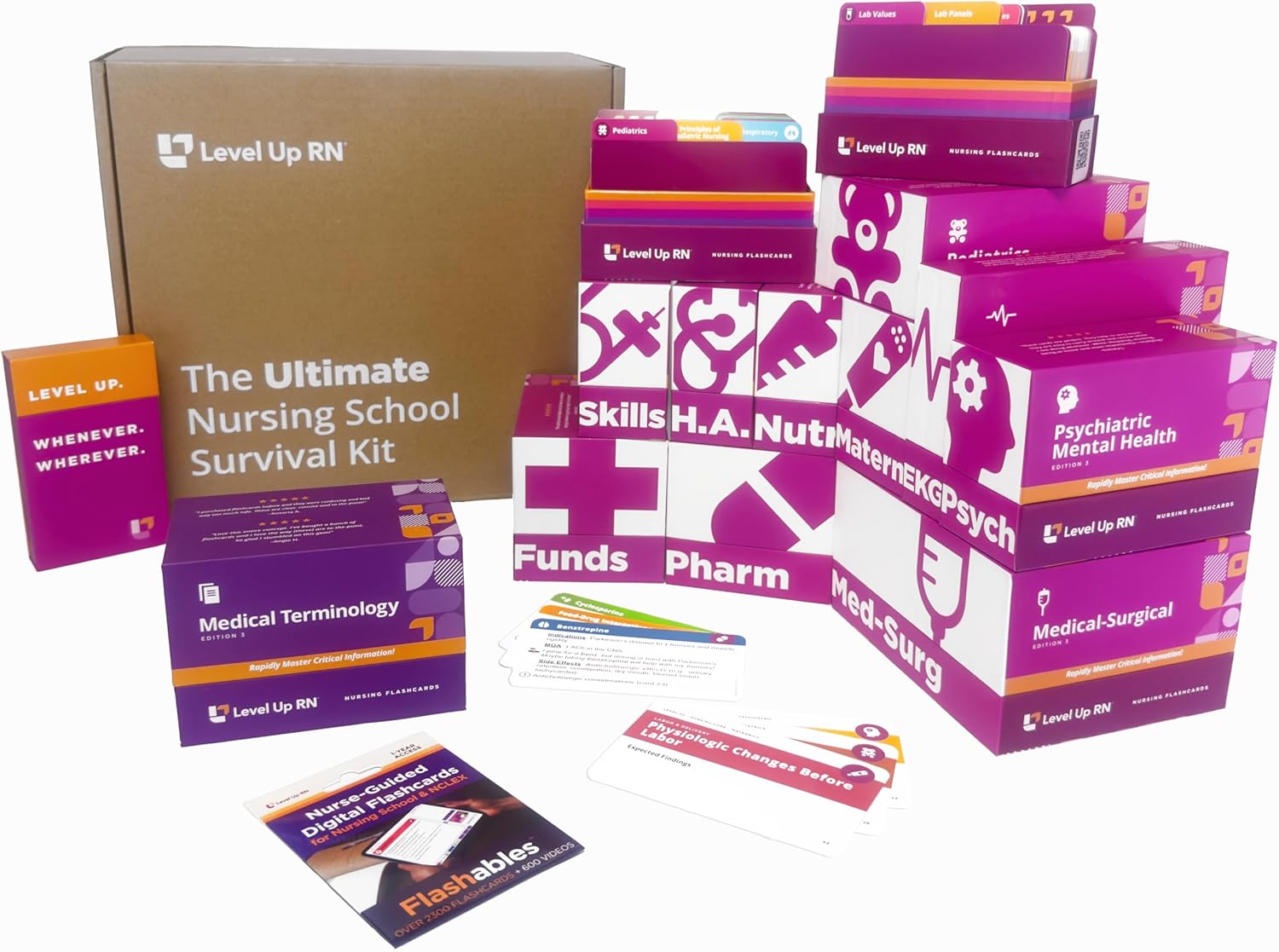 Ultimate Nursing School Survival Kit with 1900 Flash Cards