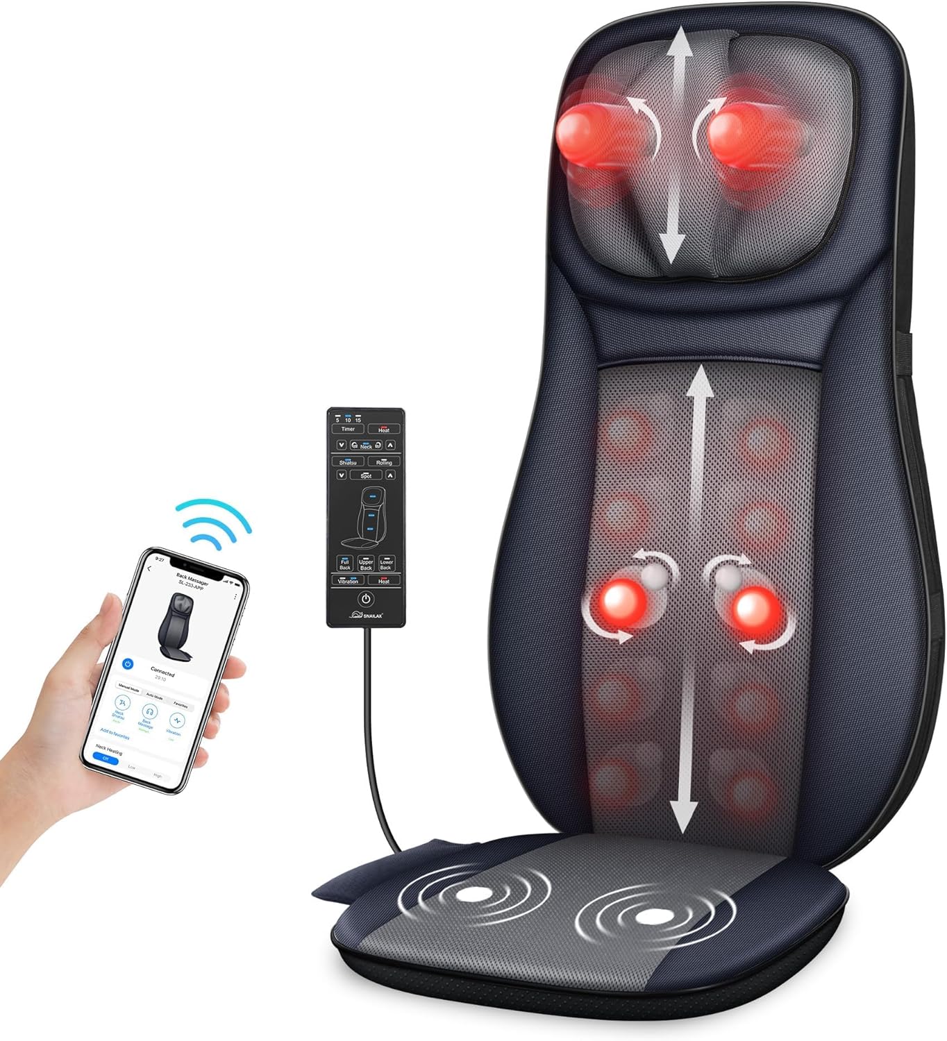 Snailax Shiatsu Neck Back Massager with Heat for Ultimate Relaxation