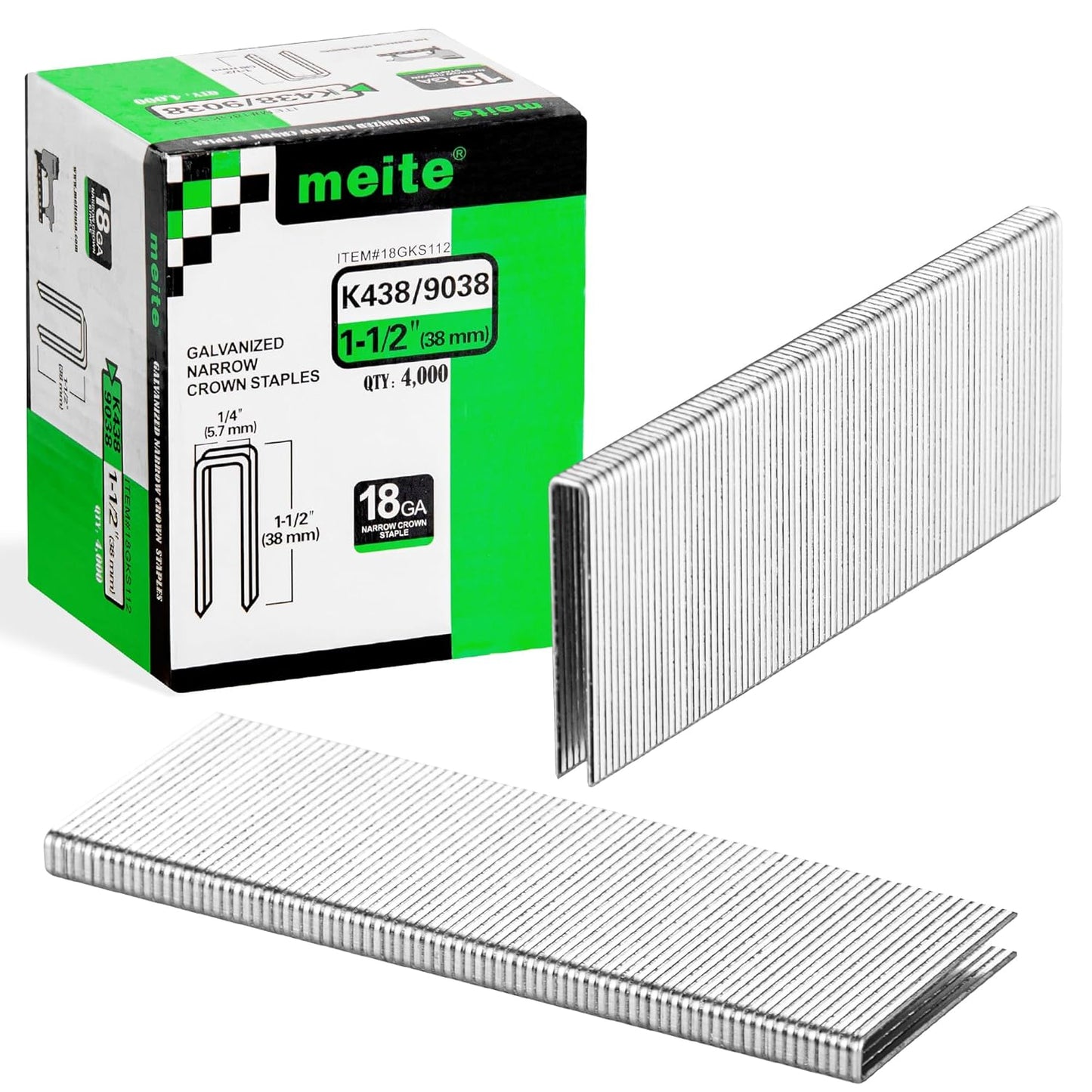 18 Gauge 1/4-Inch Narrow Crown Staples for Heavy Duty Use
