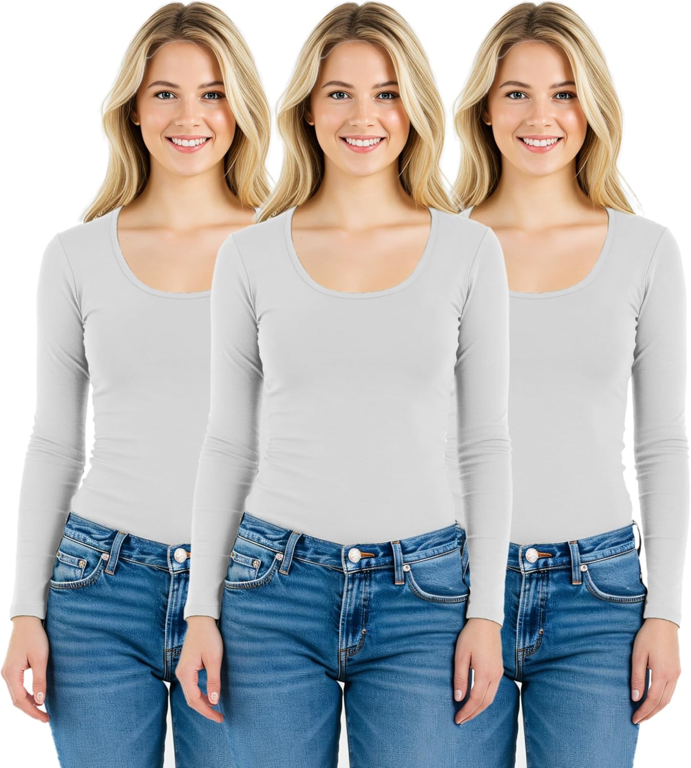 Emmalise Women's Basic Athletic Fit Long Sleeve Tee for Comfort
