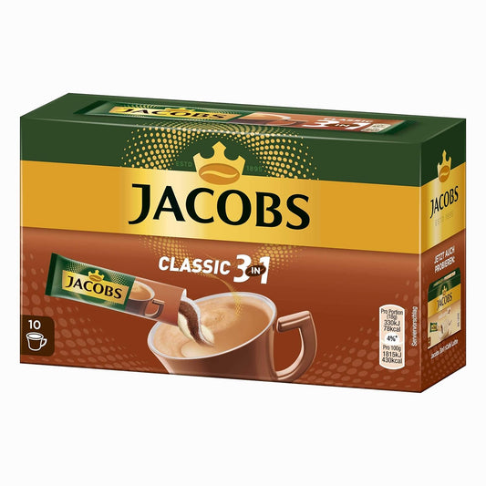 Jacobs 3in1 Classic Instant Coffee Sticks - 10 Single Servings!