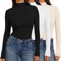 Ekouaer 3 Pack Womens Mock Turtleneck Tops - Slim Thermal Layer