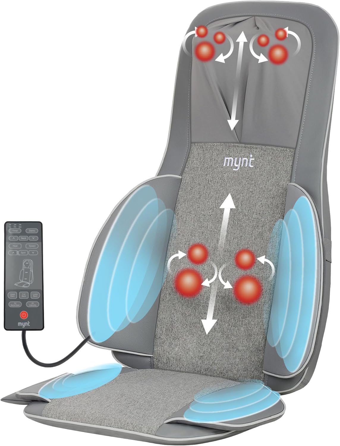 Mynt Shiatsu Neck and Back Massager with Heat and Kneading Nodes