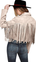 PRETTYGARDEN Womens Fringe Faux Suede Motorcycle Cropped Coat