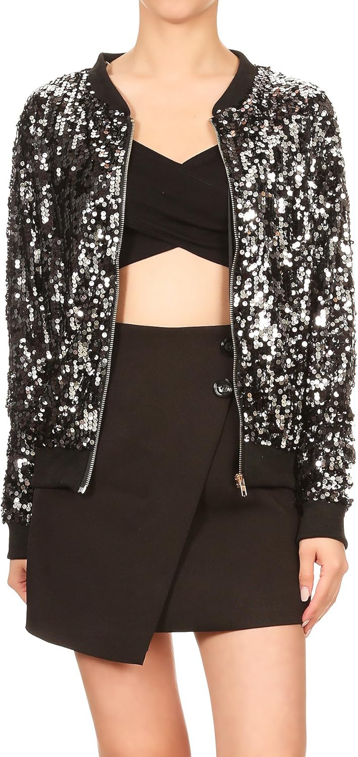 Sparkly Sequin Bomber Jacket for Women - Perfect for Parties