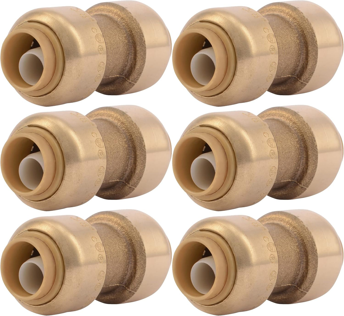 SharkBite 3/8 inch Coupling Pack of 6 for Easy Plumbing Connections