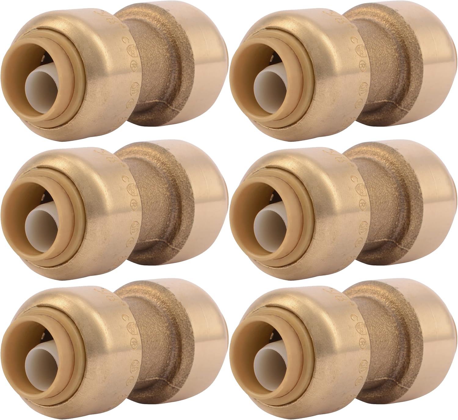 SharkBite 3/8 inch Coupling Pack of 6 for Easy Plumbing Connections