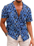 Mens Hawaiian Cotton Button Down Shirt - Tropical Casual Beachwear