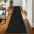 2 ft x 12 ft Black/Grey Washable Runner Rug - Extra Long Hallway